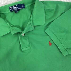 Polo Ralph Lauren Green Polo‎ Men's XL Short Sleeve Cotton Shirt VTG